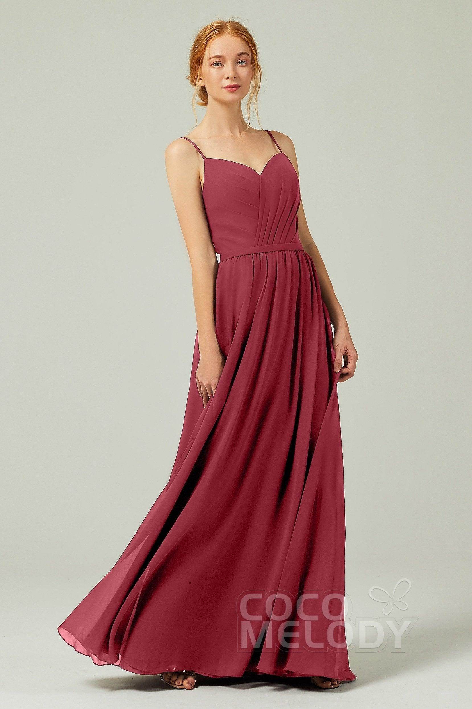 A-Line Floor Length Chiffon Bridesmaid Dress CB0296 - COCOMELODY
